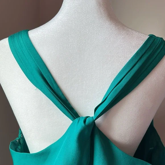 New J. Crew Factory Emerald Green Twist Back Racerback Shift Tank Dress Size 10 - Picture 3 of 8